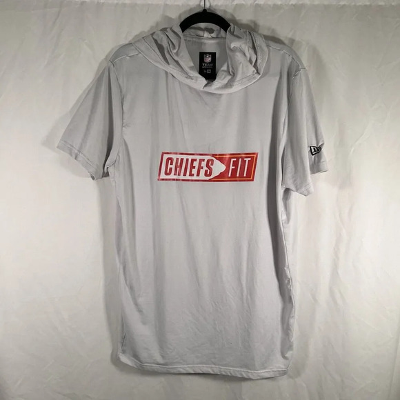 Chiefs Fit Hoodie Men's Large Grey Short Sleeve Lightweight - Picture 1 of 11